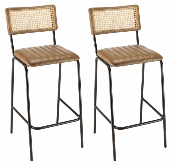 Hocker MARCEL 2er Set Braun - Echtleder - 55 x 104 x 45 cm