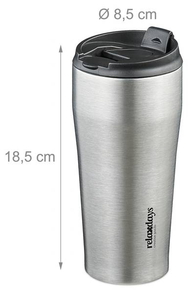 Thermobecher Edelstahl 400ml Schwarz - Silber - Edelstahl - 9 x 19 x 9 cm