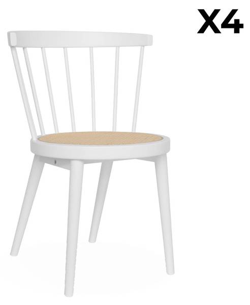 Stuhl Nora 4er Set Weiß - Holz teilmassiv - 53 x 76 x 53 cm