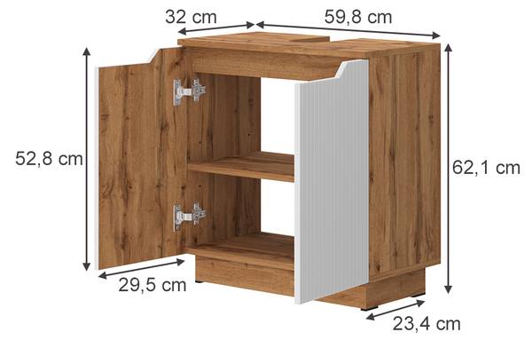Waschbeckenunterschrank Lotta 58515 Eiche - Weiß