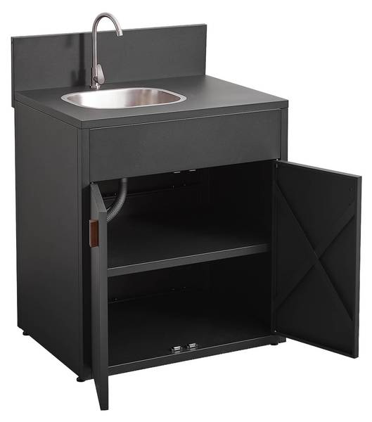 Outdoor-Küche Thira Schwarz - Metall - 62 x 110 x 80 cm