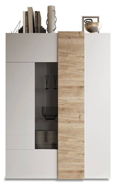 Vitrine 2 portes en verre sans éclairage Blanc - Bois manufacturé - 121 x 169 x 44 cm