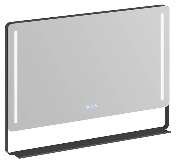 LED Spiegel mit Ablage Beschlagfrei LM12 Schwarz - Glas - 100 x 70 x 12 cm