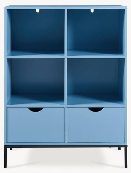 Bibliothèque Colwyn Bleu - Bois manufacturé - Métal - 80 x 105 x 40 cm