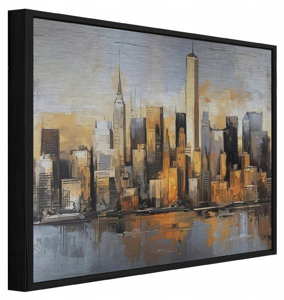 Bilder mit Rahmen Stadt ADS16435 Metall - 150 x 100 x 3 cm