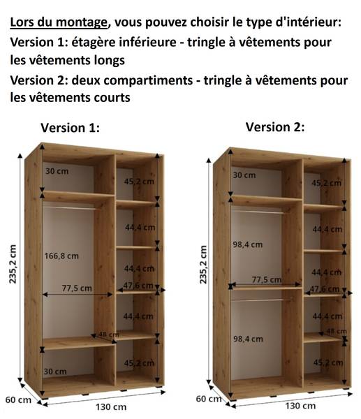 SCHWEBETÜRENSCHRANK DAVOS 9 Eiche Dekor - Breite: 130 cm