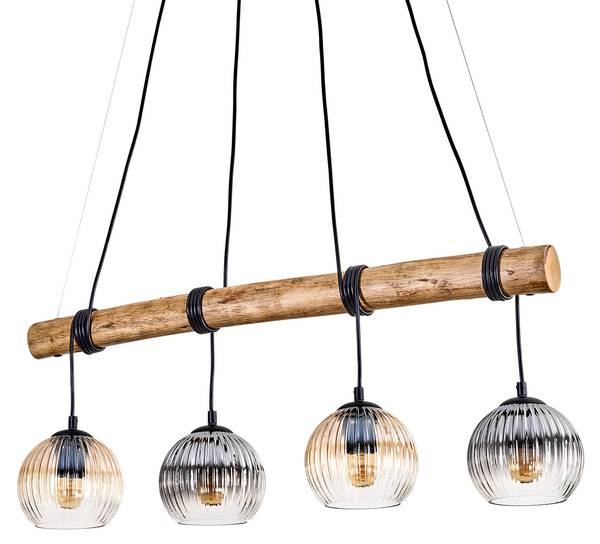 Pendelleuchte Cesaro Grau - Gelb - Holzwerkstoff - Metall - 14 x 7 x 82 cm