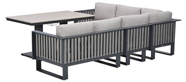 Loungediningset Gabon 5 delig grijs - aluminium - 220 x 66 x 285 cm