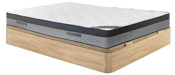 Matratze und Bettgestell mit Lattenrost Braun - Weiß - Textil - Holz teilmassiv - 180 x 30 x 200 cm