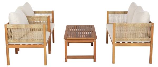 Salon de jardin 4 pièces Cannole Marron - Acacia - 121 x 65 x 61 cm