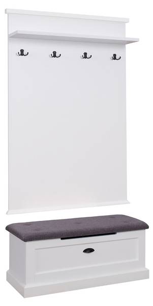 Garderoben-Set GALINEO 2-teilig Grau - Weiß - Holzwerkstoff - 100 x 185 x 42 cm