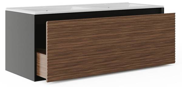 Meuble double vasque BANIVA Noir - En partie en bois massif - 45 x 45 x 120 cm