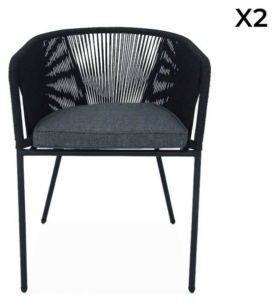 Armlehnstuhl Santos 2er Set Schwarz