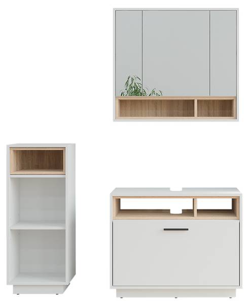 Badmeubelset Beatrice 55780 set van 3 Sonoma eikenhouten look - wit