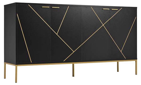 Sideboard EveDiana Ⅱ Schwarz - Holzwerkstoff - Metall - 150 x 80 x 40 cm