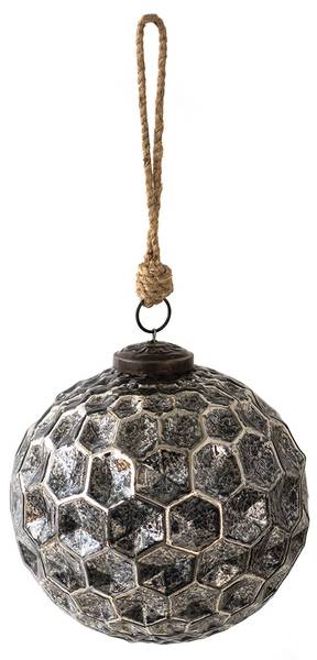 Kerstbal Winter 36438 zwart - glas - 12 x 12 x 12 cm