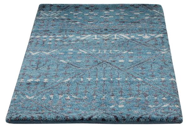 Wollteppich Naturals Blau - Naturfaser - 60 x 2 x 90 cm