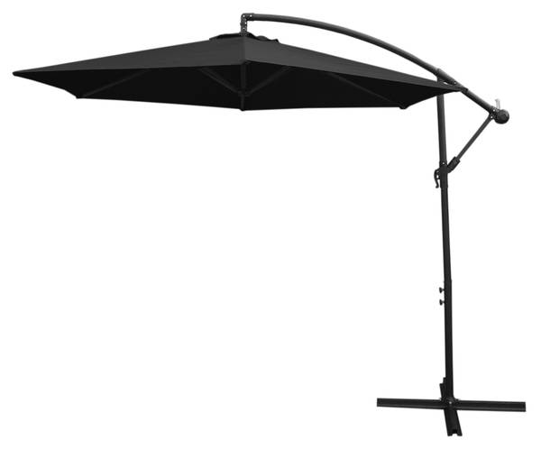 Freitragender Sonnenschirm Schwarz - Metall - 300 x 30 x 300 cm