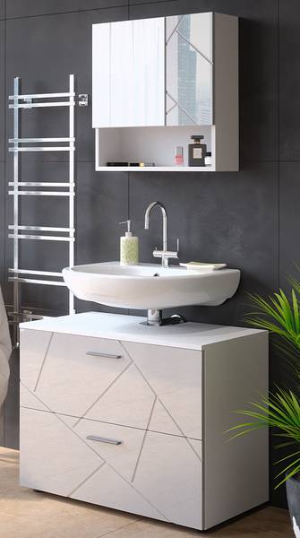 Meuble sous vasque simple Irma 37572 Blanc brillant