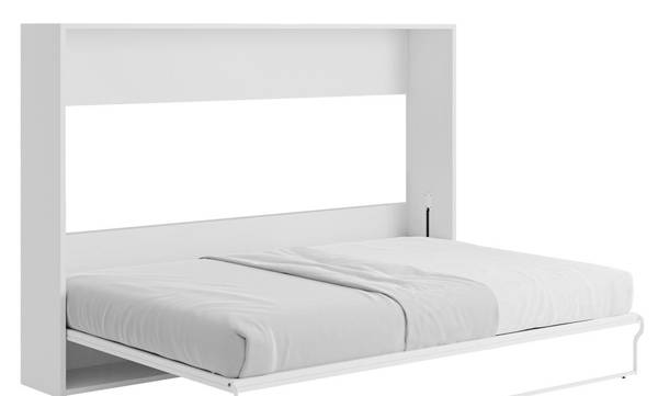 Lit escamotable MALINA Blanc - En partie en bois massif - 159 x 154 x 208 cm