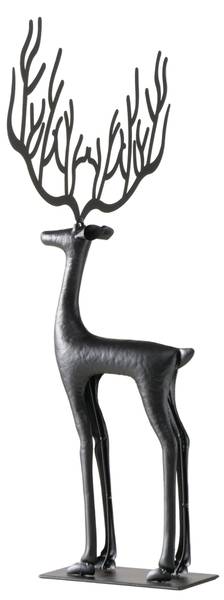 Figur Cornelius Waldsilhouette Hirsch Schwarz - Metall - 17 x 49 x 32 cm