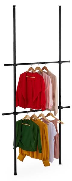 Penderie télescopique 165-300 cm Noir - Acier - 120 x 300 x 11 cm