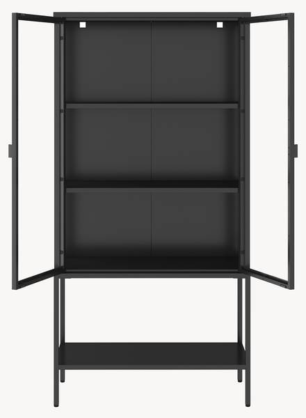 Vitrinenschrank Borshavisa I. Schwarz - Stahl - Klarglas - 80 x 160 x 35 cm