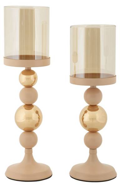 Kerzenhalter Glassy 2Er Set Pink - Metall - 10 x 36 x 10 cm