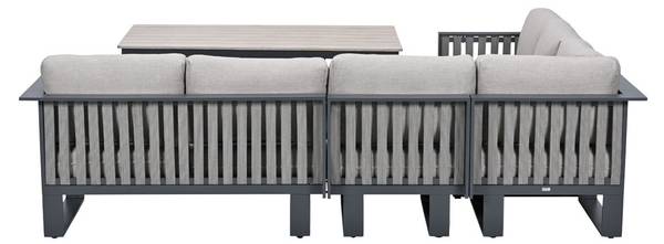 Loungediningset Gabon 5 delig grijs - aluminium - 220 x 66 x 285 cm