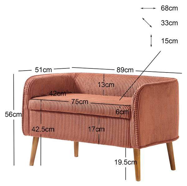 Sitzbank KIRKENES Rot - Textil - 89 x 56 x 51 cm