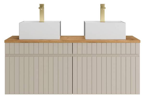 Doppelwaschtisch SATARA Beige - Holz teilmassiv - 120 x 46 x 46 cm