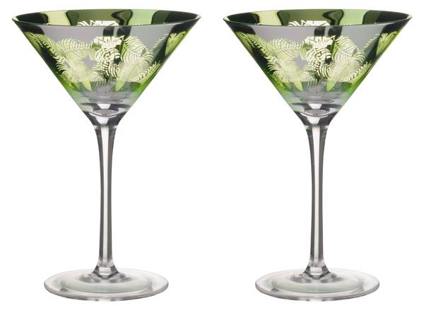 Cocktailgläsern Tropical Leaves 2er-Set Glas - 17 x 18 x 12 cm