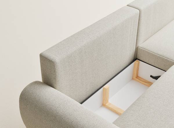 Schlafsofa Numba Creme - Ecke davorstehend rechts - Ottomane davorstehend rechts