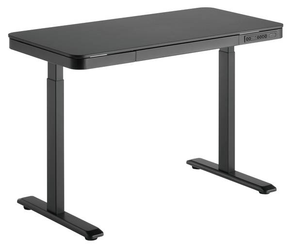 Schreibtisch LUMS08-22D-SWBLACK_A Schwarz - Holz teilmassiv - 118 x 120 x 60 cm