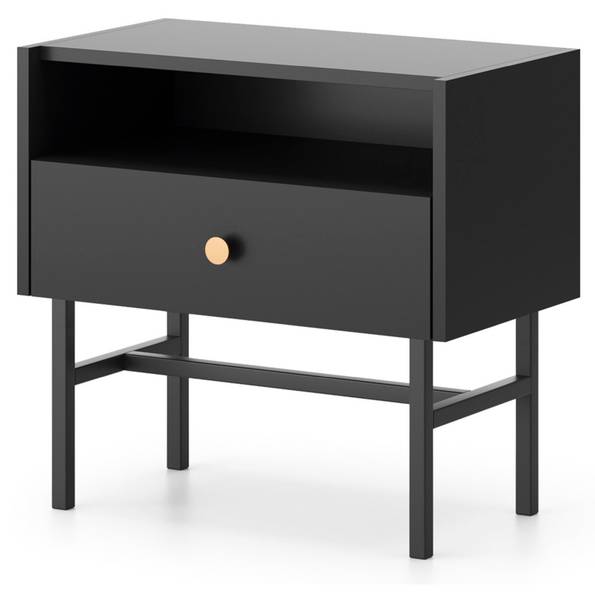 Table de chevet DIVENOS Noir - Acier - Mélamine - 55 x 52 x 39 cm