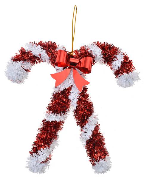 Kersthanger Zuurstok MC65482 rood - kunststof - 2 x 17 x 16 cm