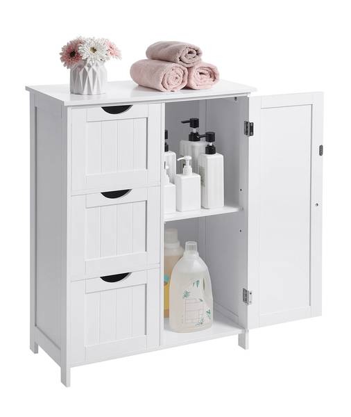 Buffet meuble de salle de bain Stuttgart Blanc - Bois manufacturé - 30 x 81 x 60 cm