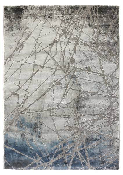 Webteppich MANCHESTER 4 Blau - Grau - Holzwerkstoff - 200 x 1 x 290 cm