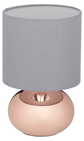 Tischlampe Metall & Stoff Grau - Polyester - Eisen - 18 x 28 x 18 cm