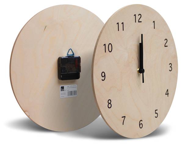 Wanduhr Holz Teig für Pizza Beige - Birke - 30 x 30 x 1 cm