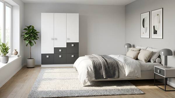 Armoire Endi Anthracite - Blanc