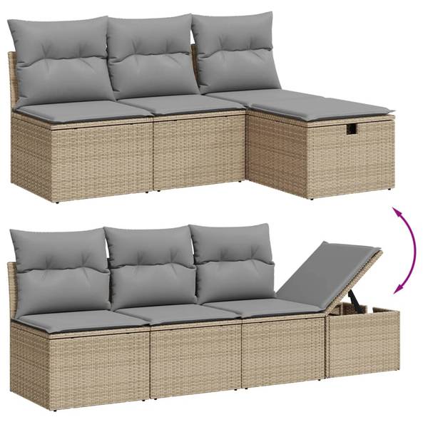 Salon de jardin 3036437-5 lot de 8 Beige - Gris - Polyrotin - 62 x 69 x 62 cm