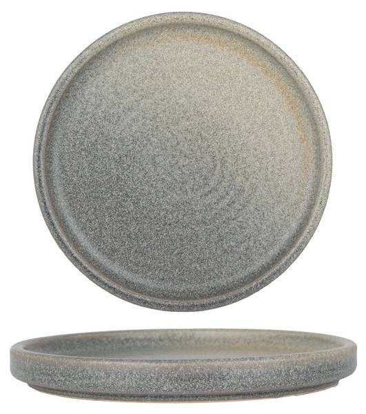 Dessertteller Hornfels  2er set Grau - Porzellan - 16 x 2 x 16 cm