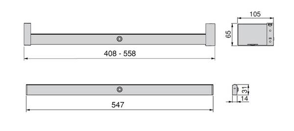 Schrankstange mit LED Beleuchtung Braun - Metall - 10 x 6 x 56 cm