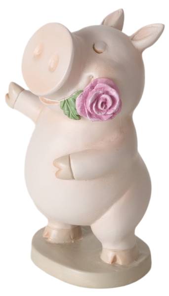 Dekofiguren Piggie 2er Set Pink - Kunststoff - 6 x 11 x 6 cm