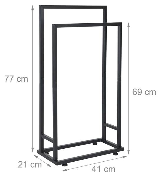 Porte-serviettes à 2 barres en métal Noir - Fer - 41 x 77 x 21 cm