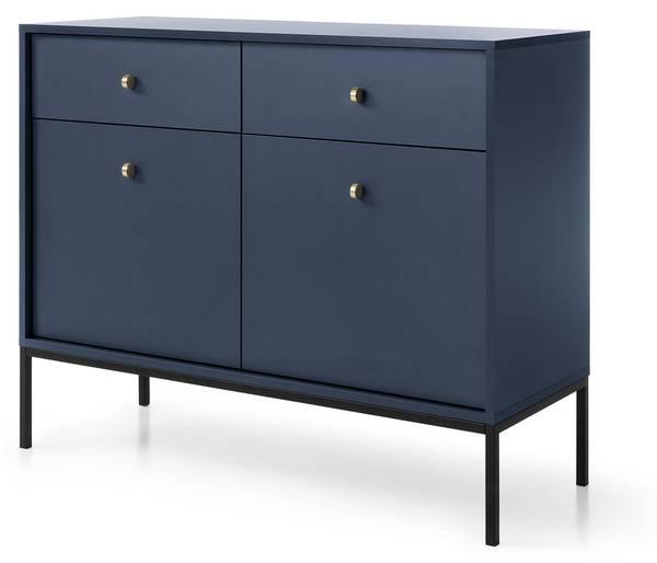 Kommode MONO 103x39x83 Schwarz - Blau - Stahl - ABS - Melamin - 103 x 83 x 39 cm