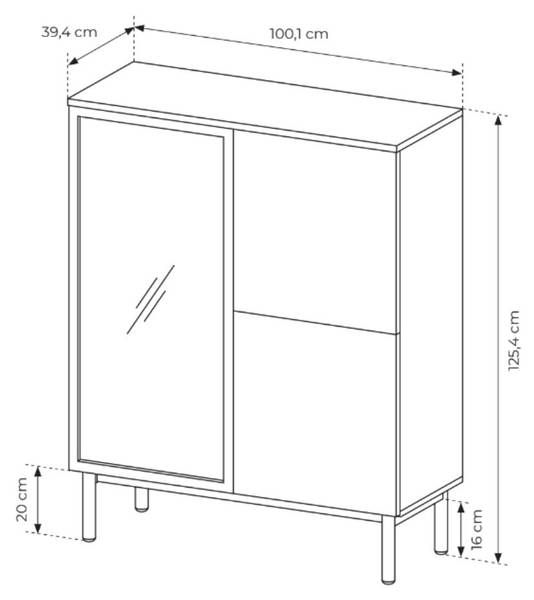 Vitrinenschrank LOARA Schwarz - Braun - ABS - 100 x 126 x 40 cm
