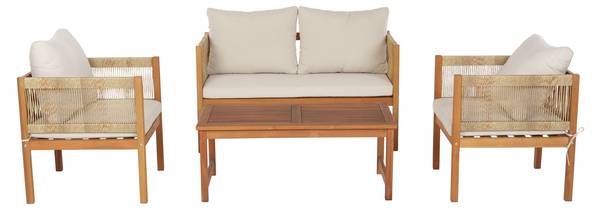 Salon de jardin 4 pièces Cannole Marron - Acacia - 121 x 65 x 61 cm