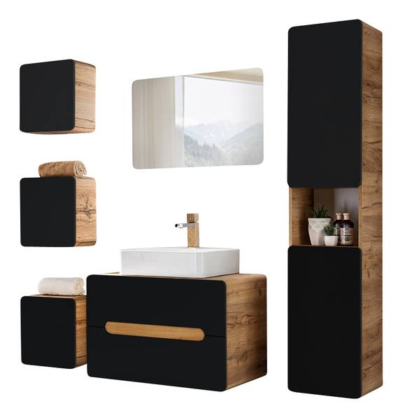 Badmöbel-Set NEW-LUTON-116 6er-Set Grau - Holzwerkstoff - 180 x 200 x 46 cm